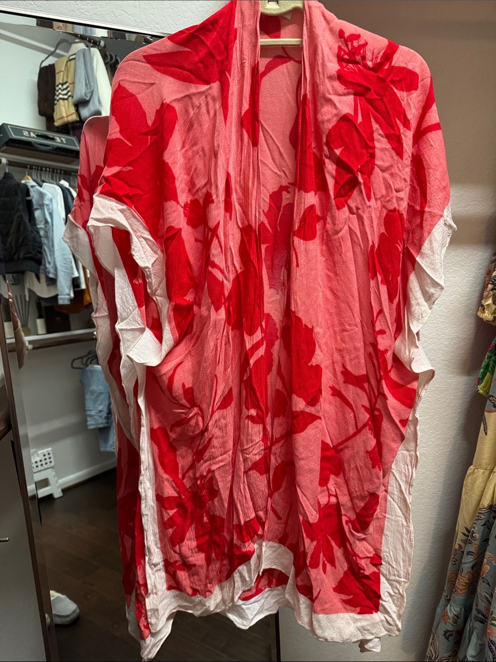 Melrose and Market Pink and Red Floral Swim Coverup